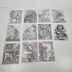 VTG Dan Thompson Fine Art Adult Coloring Book POSTCARDS Fantasy Dragon Fairy